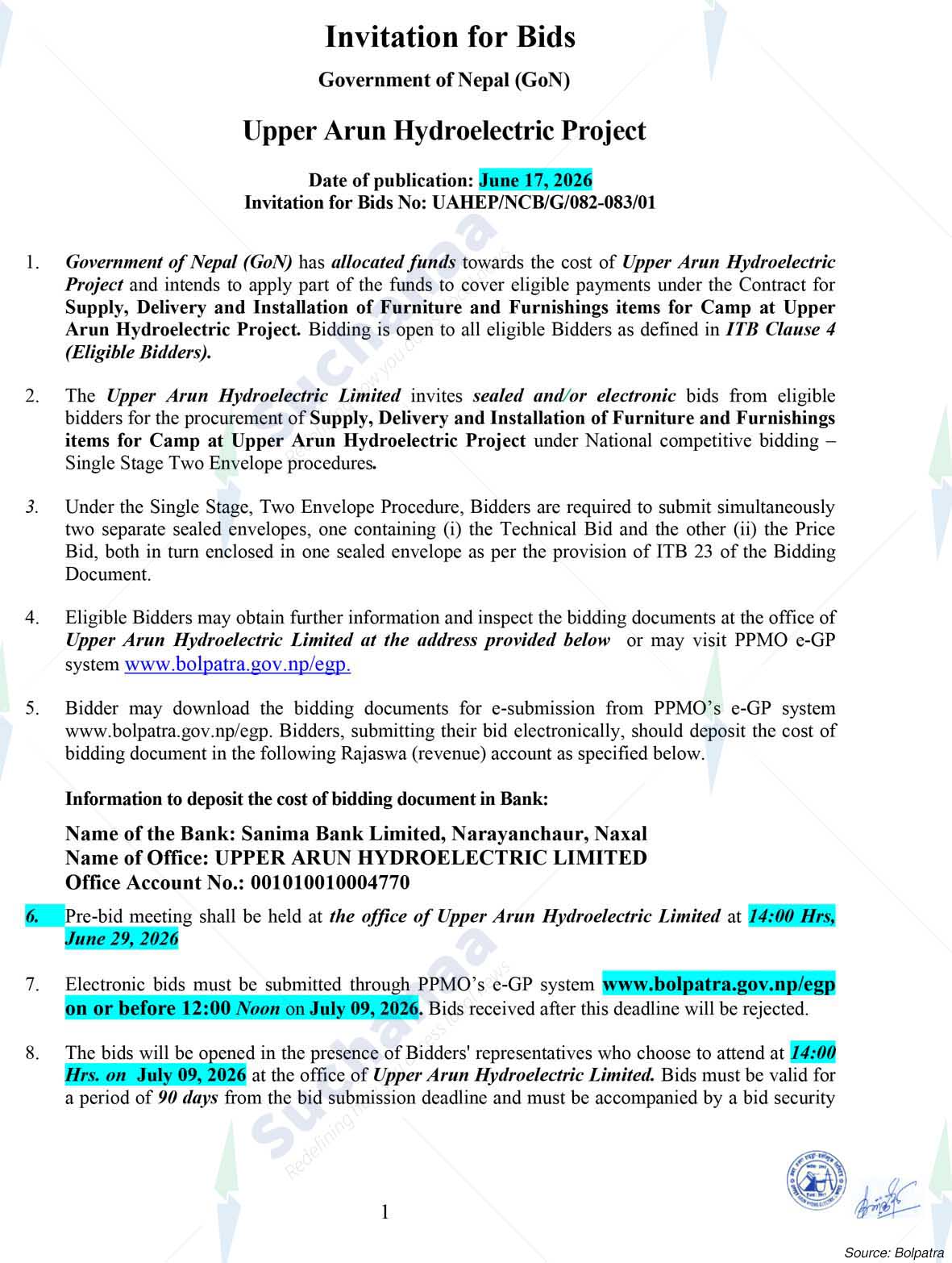 Upper Arun Hydro-electric Limited (UAHEL)
