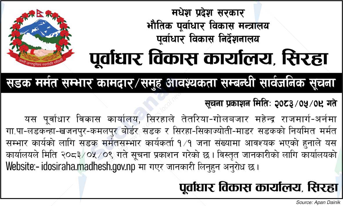 Infrastructure Development Office, Siraha