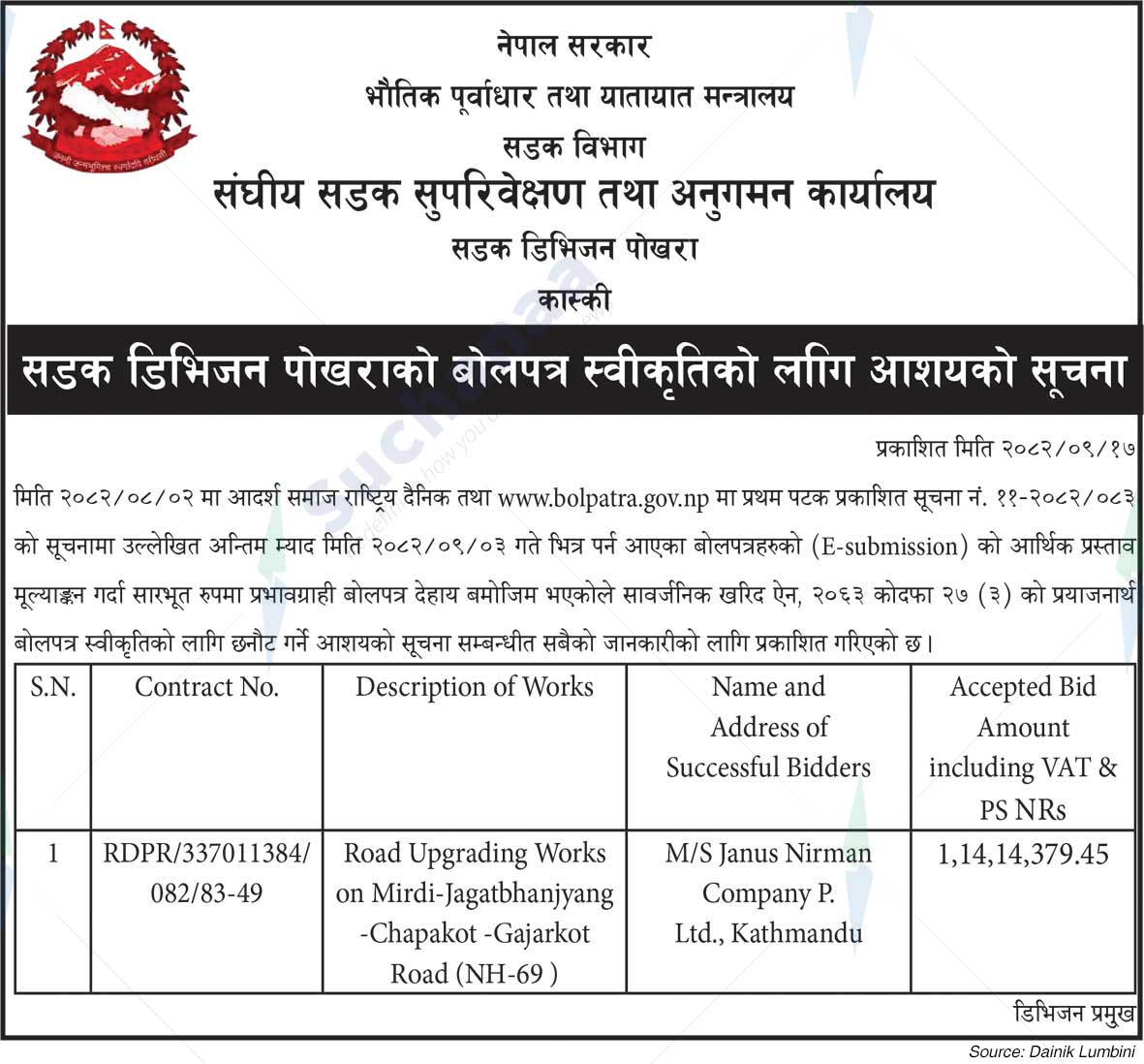 Federal Road Supervision and Monitoring Office , Pokhara