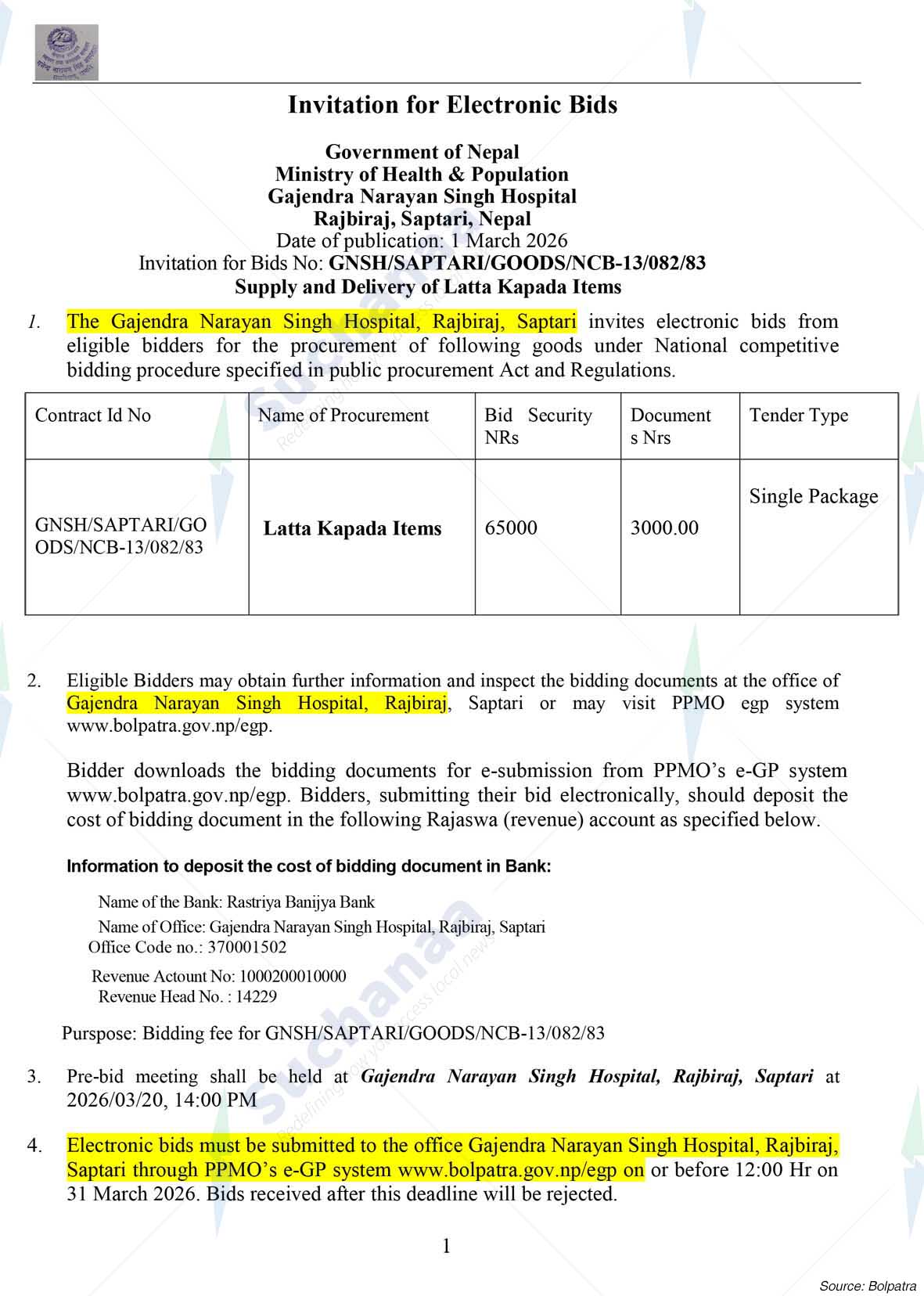 Gajendra Narayan Singh Sagarmatha Zonal Hospital