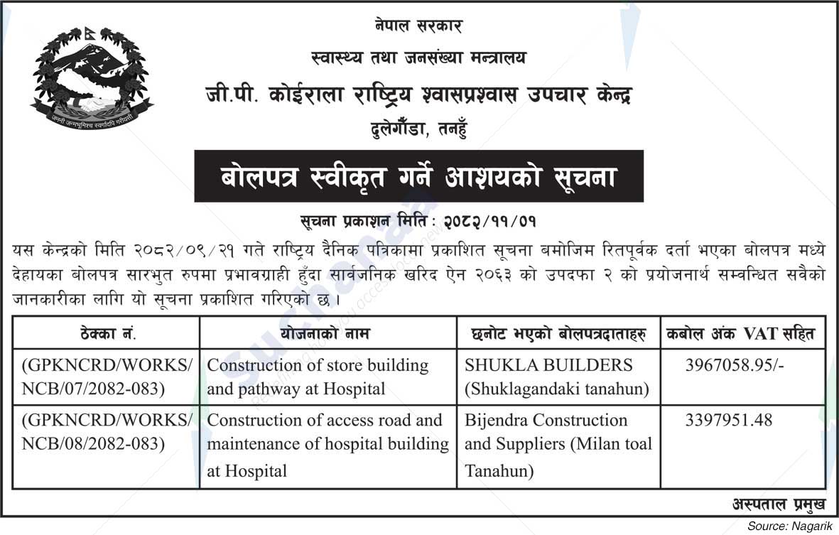 GP Koirala National Center for Respiratory Diseases, Tanahun