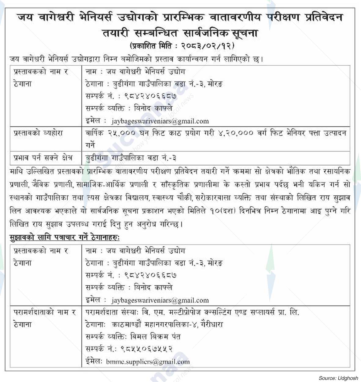 Jai Bageshwari Veneers Industry, Morang