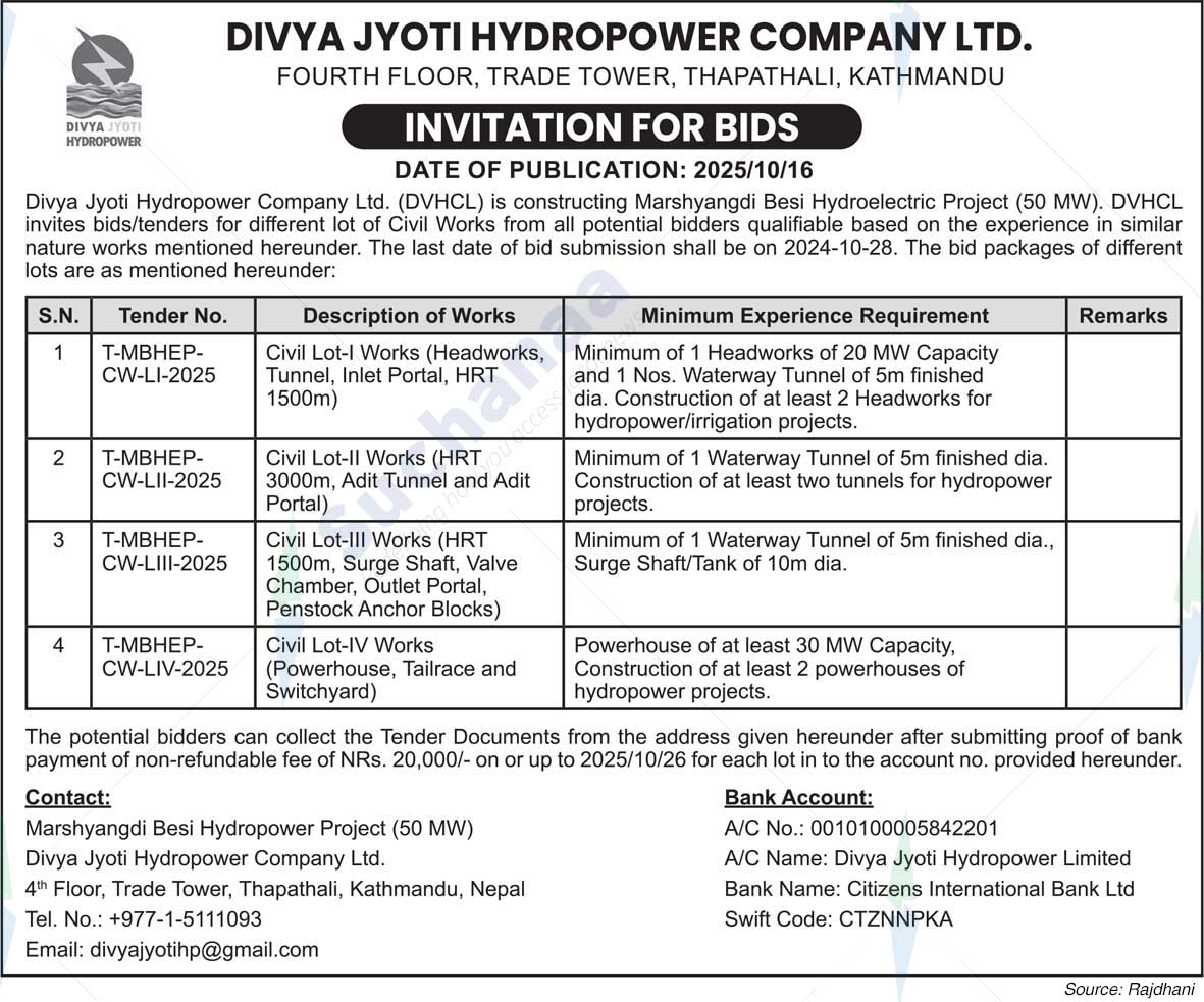 DIVYA JYOTI HYDROPOWER COMPANY LTD.