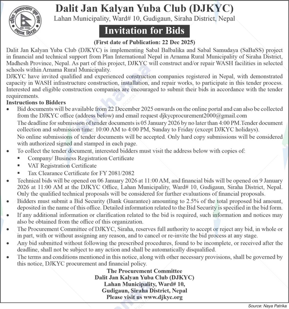 Dalit Jan Kalyan Yuba Club (DJKYC), Siraha