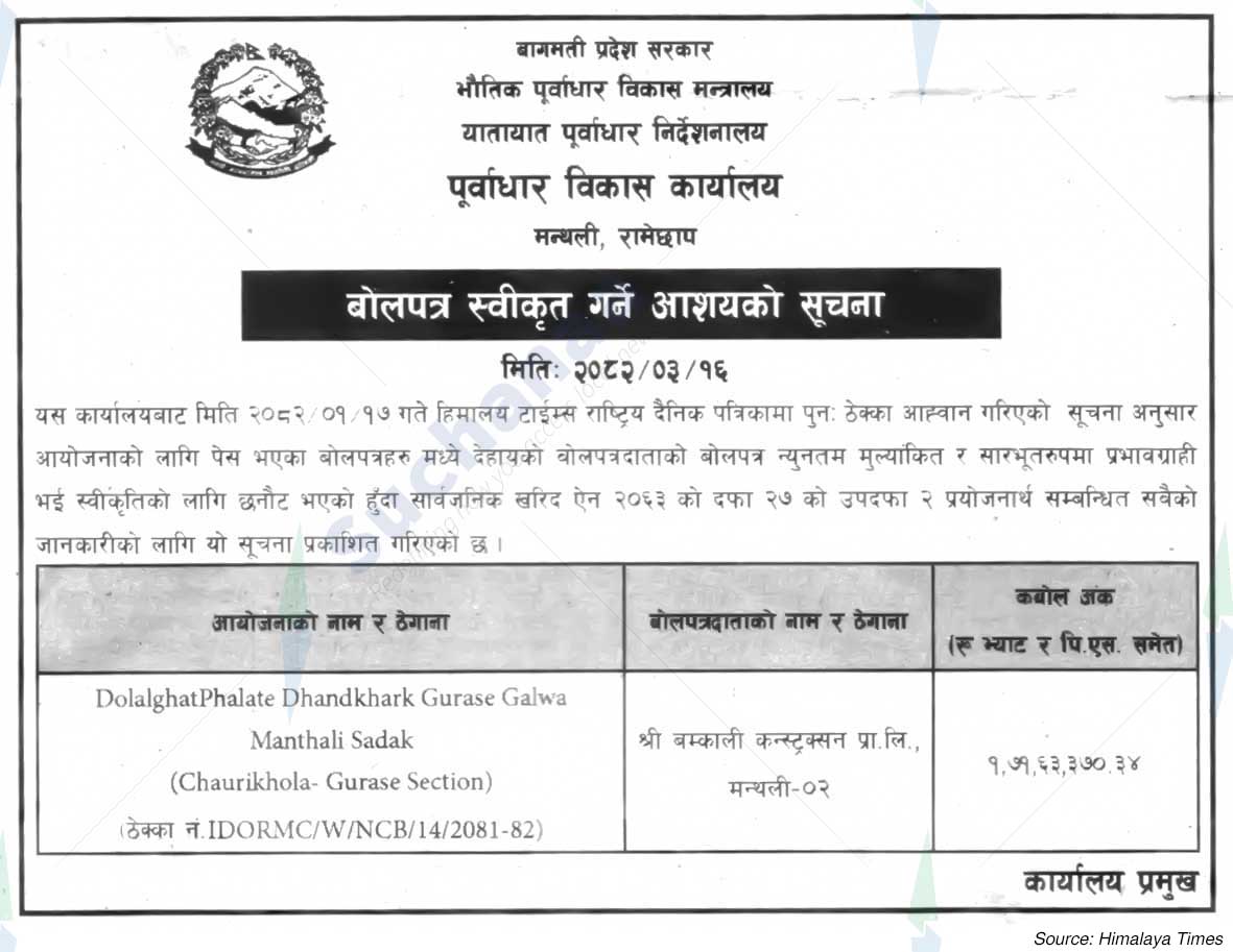 Infrastructure Development Office, Ramechhap