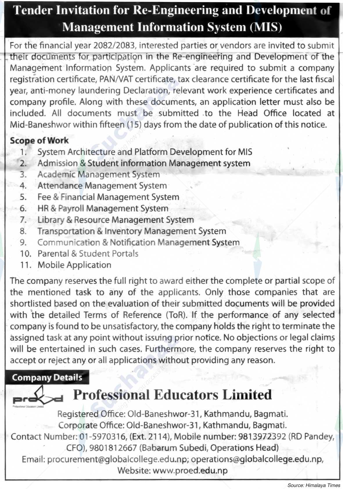 Professional Educators Limited