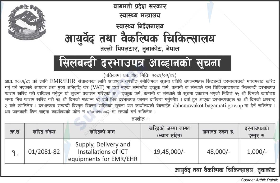 Ayurveda and Alternative Hospitals, Nuwakot