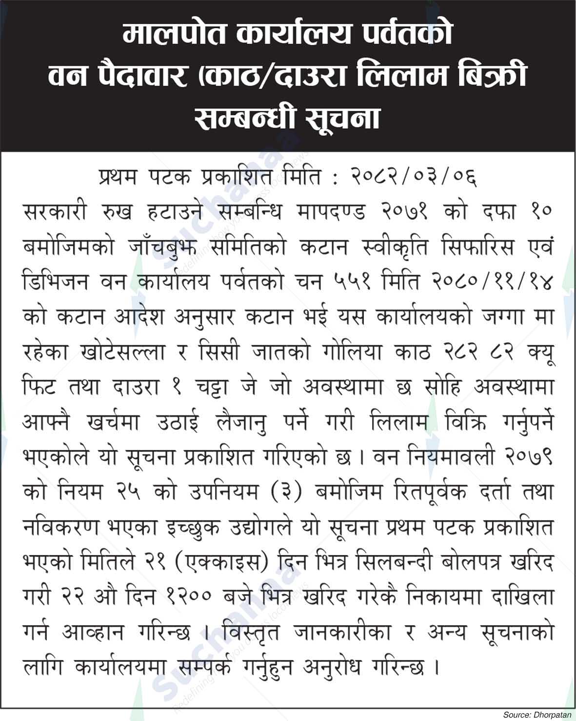 Land Revenue Office, Parbat