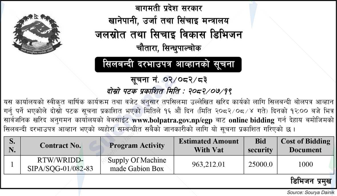 Water Resources and Irrigation Development Division Chautara, Sindhupalchowk