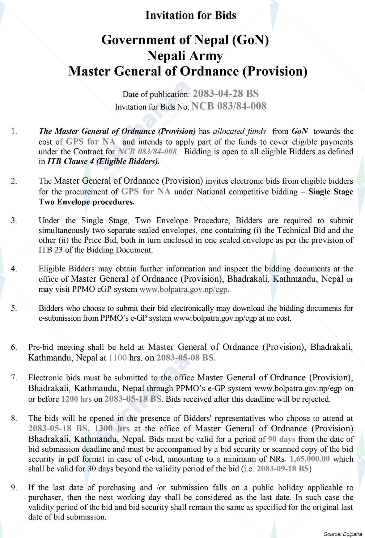 Master General of Ordnance (Provision)