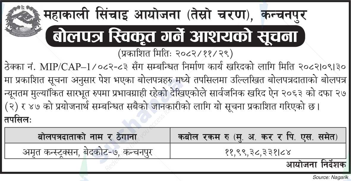 Mahakali Irrigation Project-III Stage