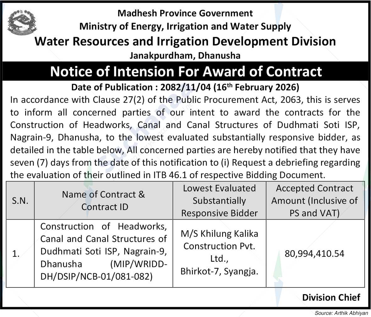 Water resource and Irrigation Development Division, Janakpurdham,Dhanusha