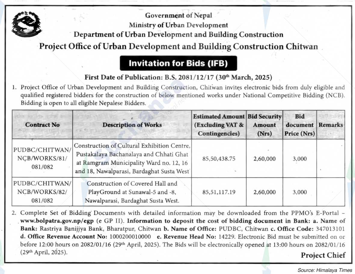 Project Office of Urban Development and Building Construction Chitwan