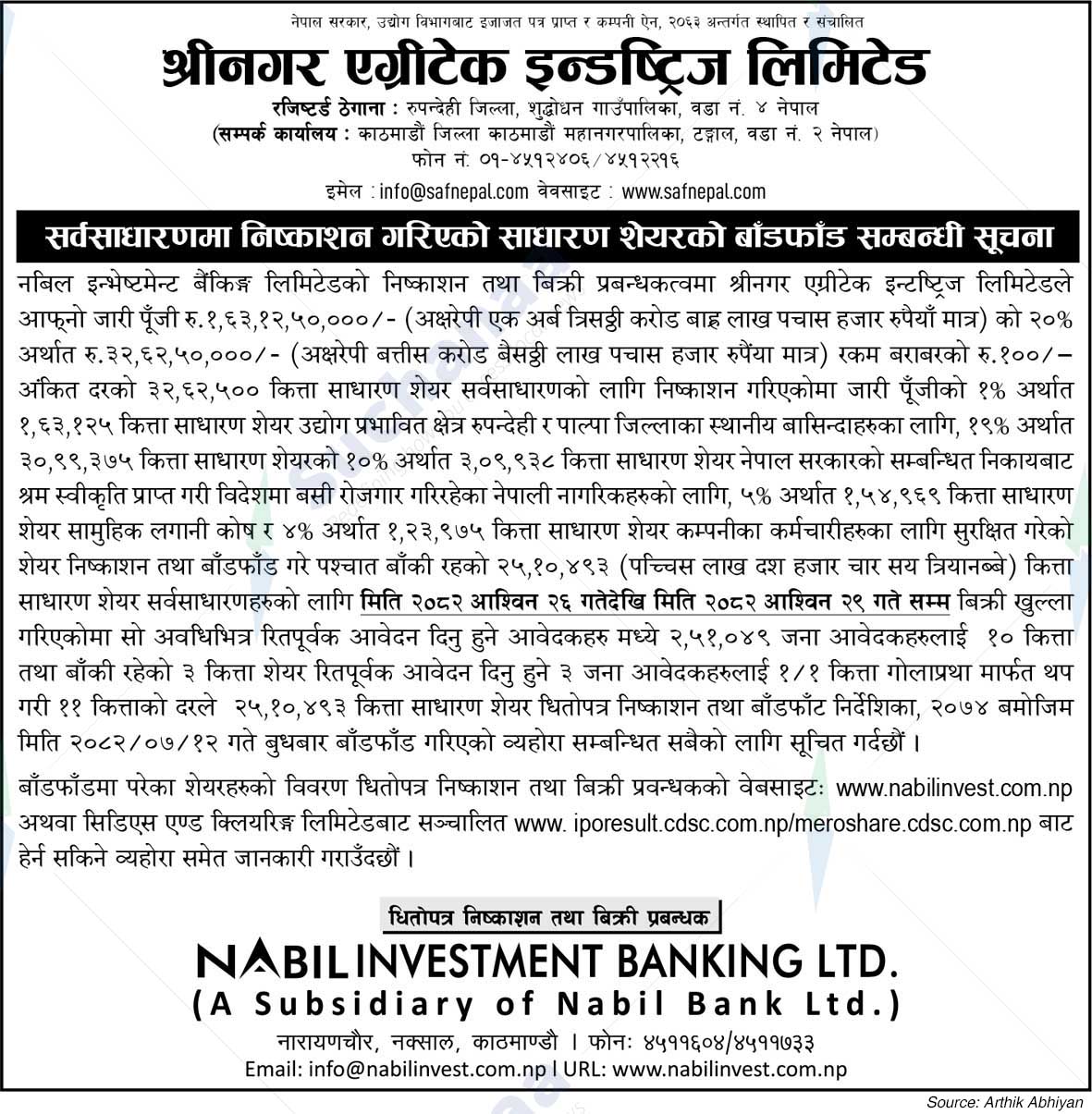 Shreenagar Agritech Industries Ltd. (SAIL)