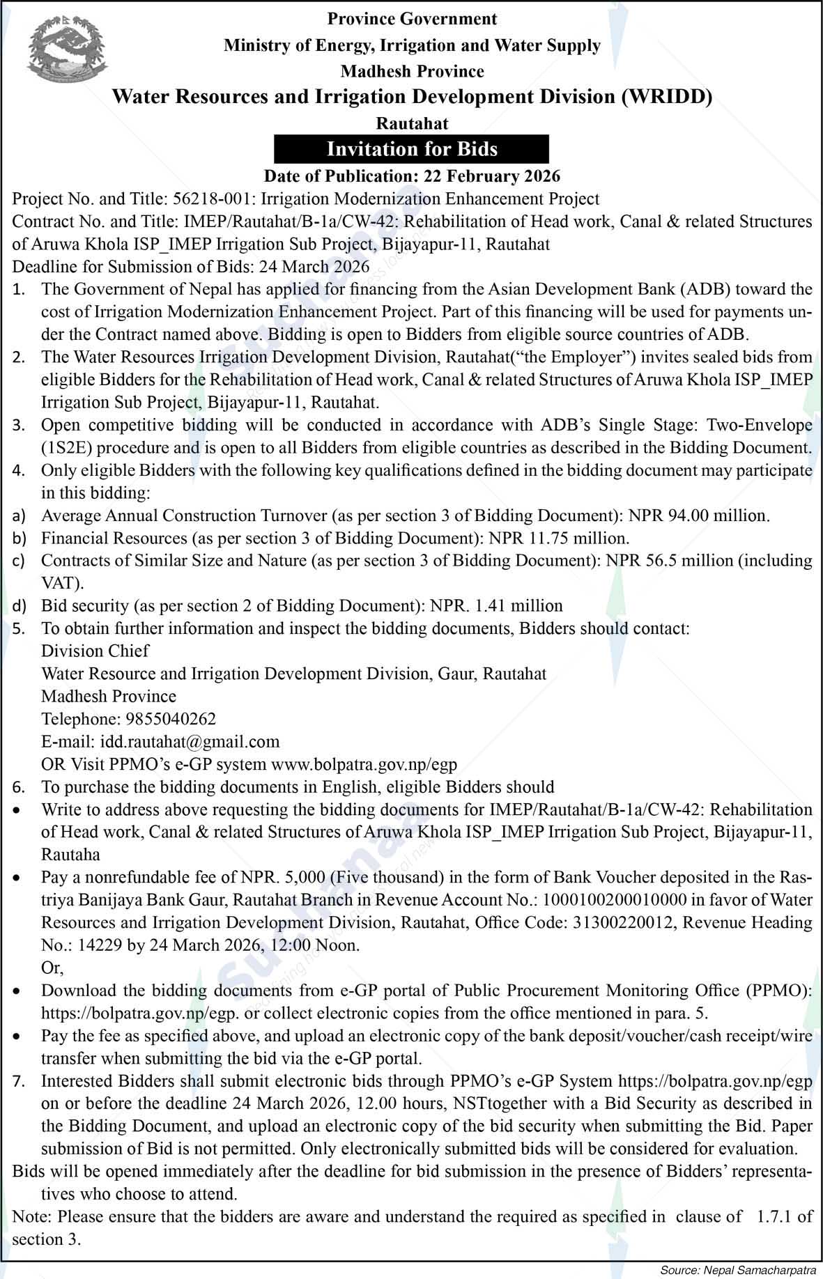 Irrigation Development Division, Rautahat