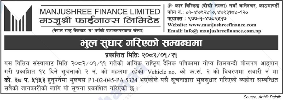 Manjushree Finance Limited