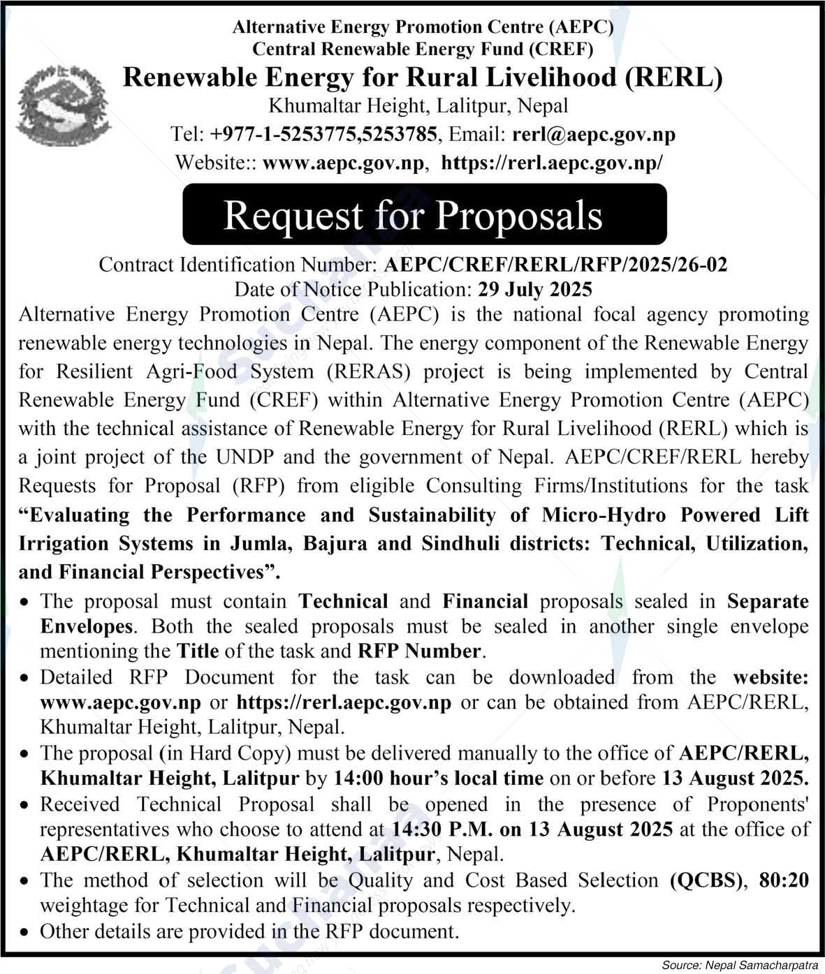 Renewable Energy for Rural Livelihood (RERL)