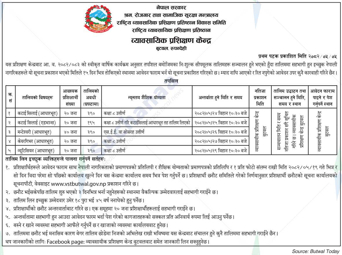 Vocational Training Center, Butwal