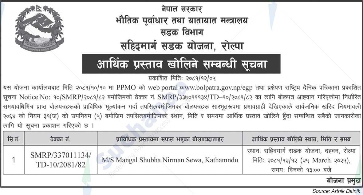 Sahid Marg Road Project, Rolpa