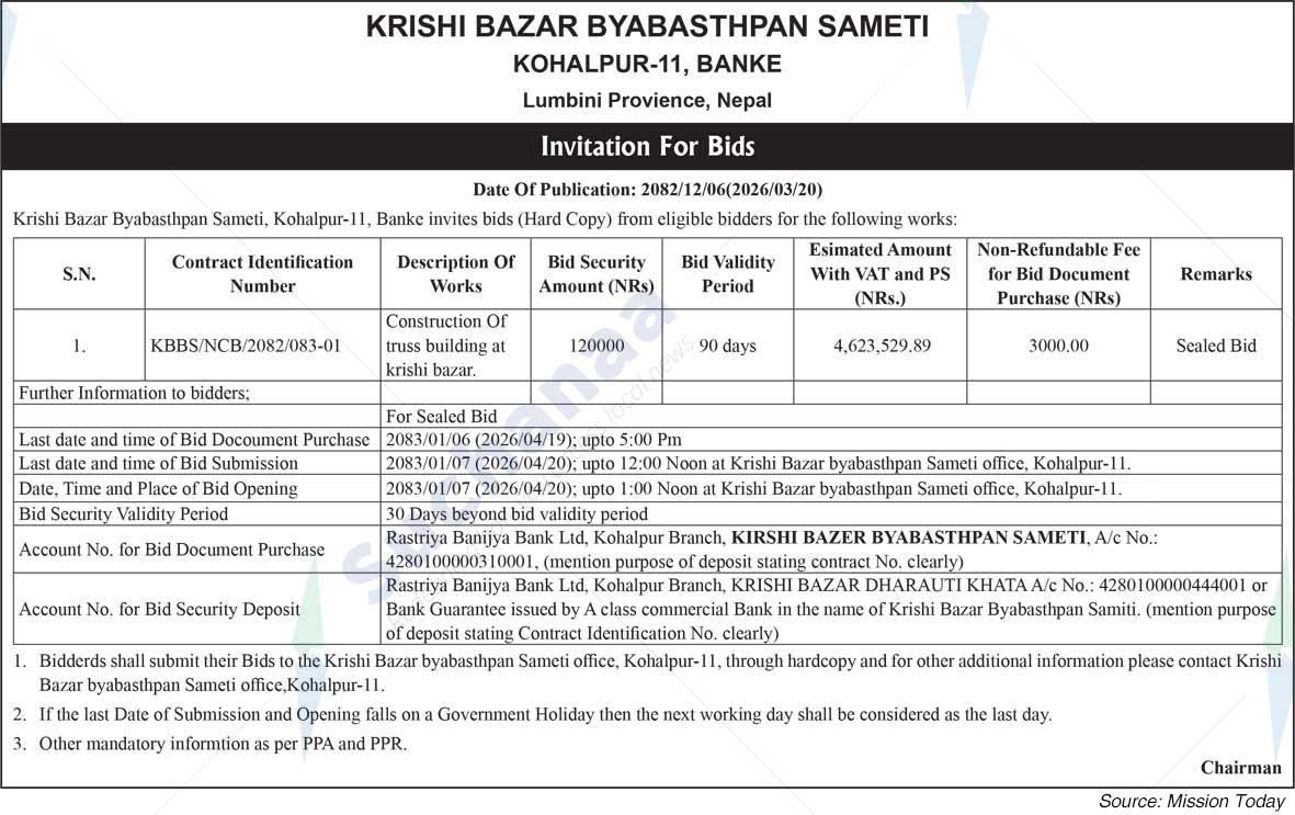 Krishi Bazar Byabasthpan Samiti, Bank