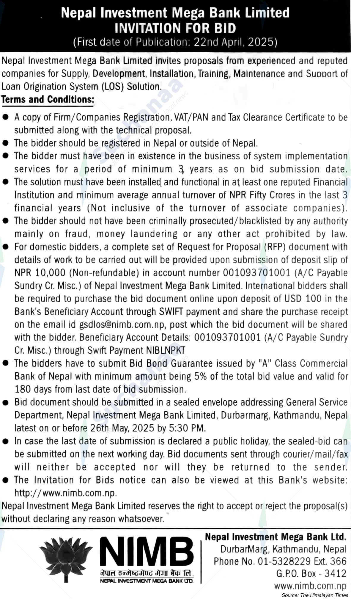 Nepal Investment Mega Bank Ltd. (NIMB)