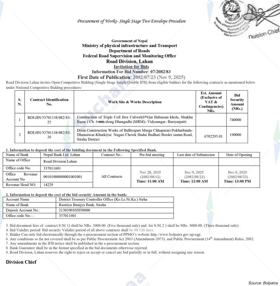 Road Division, Lahan