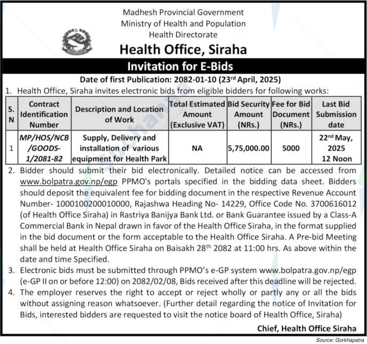 Health Office, Siraha