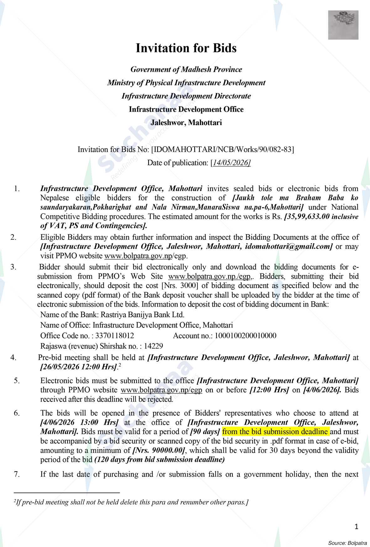 Infrastructure Development Office, Mahottari