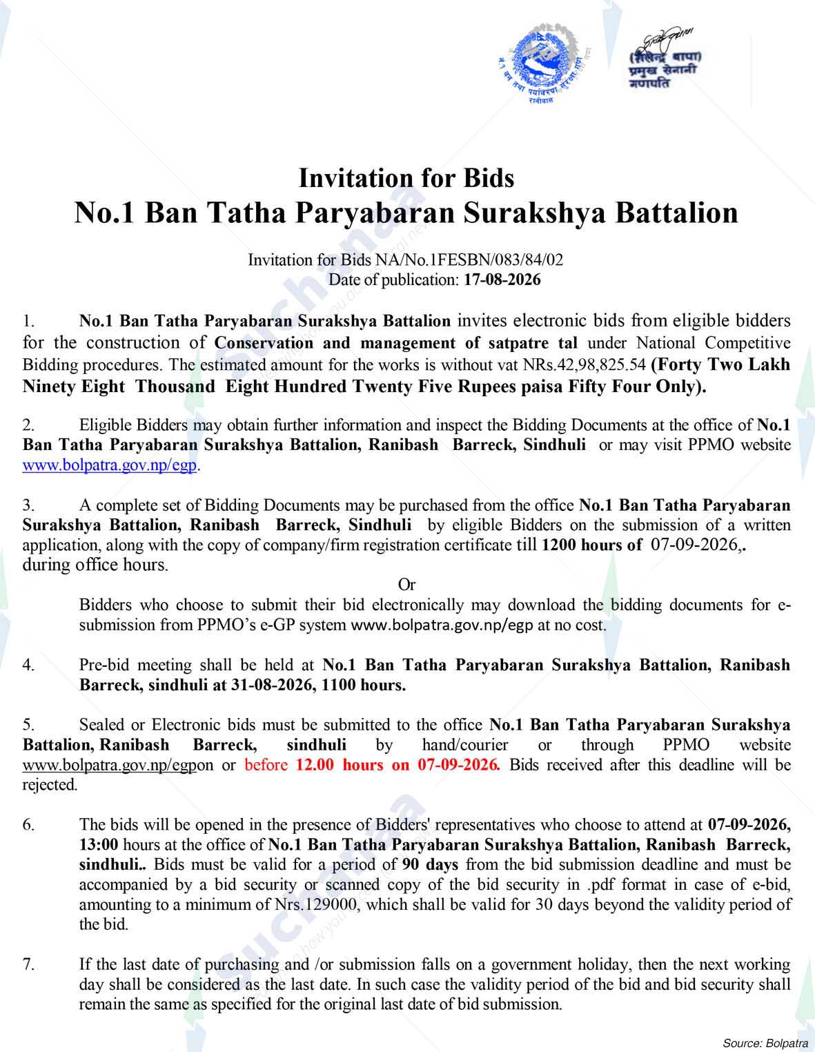 No 1 Ban Tatha Paryaban Surakshya BN