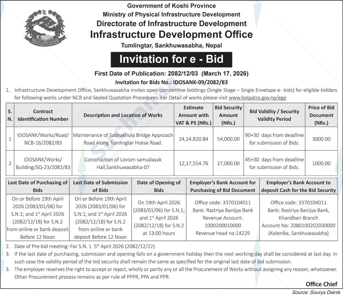 Infrastructure Development Office, Sankhuwasabha