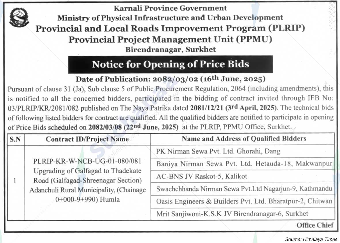 Provincial Project Management Unit (PPMU), Birendranagar