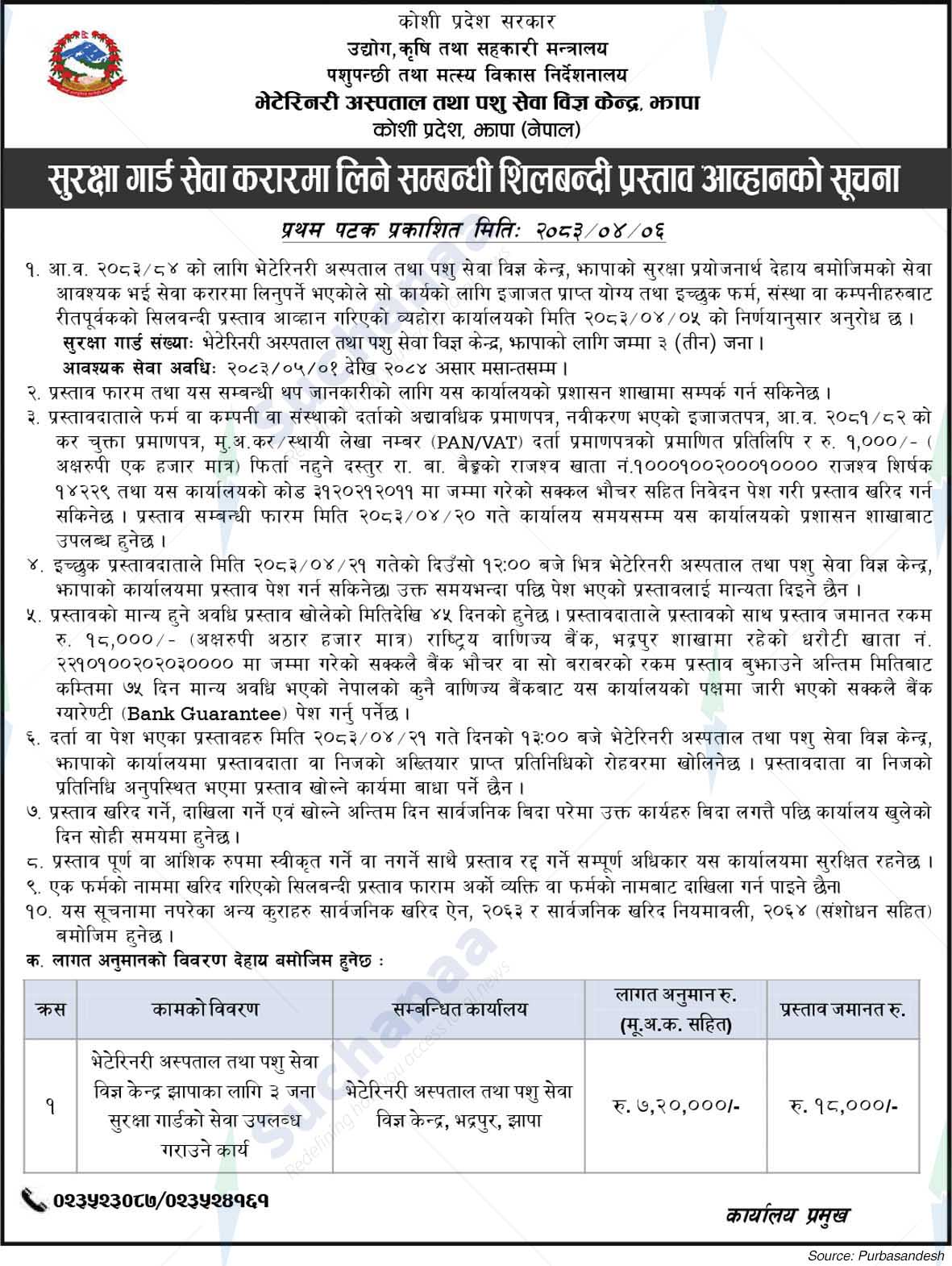 Veterinary Hospital and Livestock Service Expert Center, Jhapa