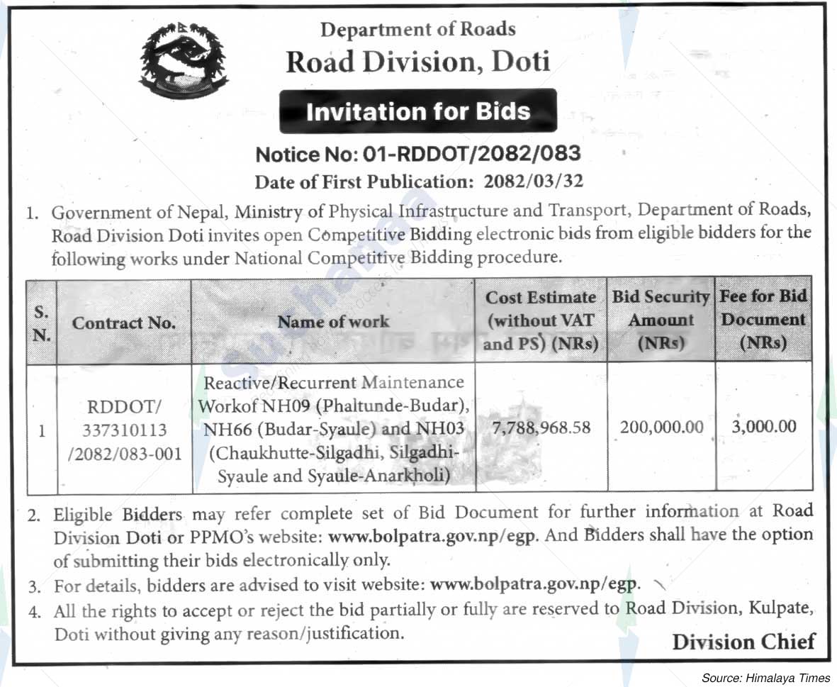 Road Division, Doti