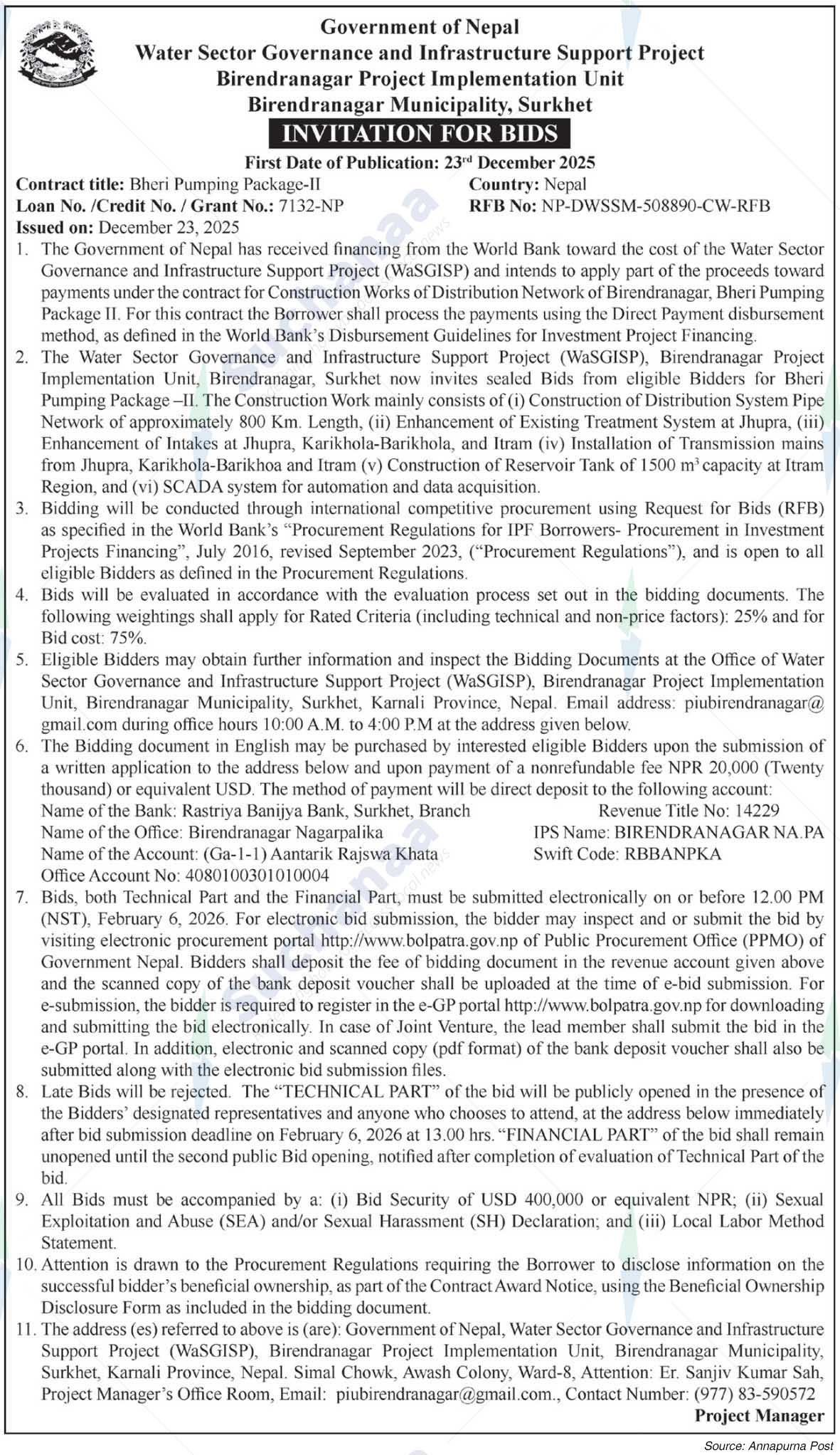 Birendranagar Project Implementation Unit, Surkhet