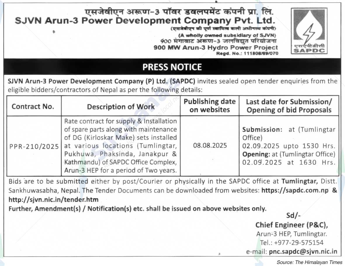 SJVN Arun-3 Power Development Company Pvt. Ltd.