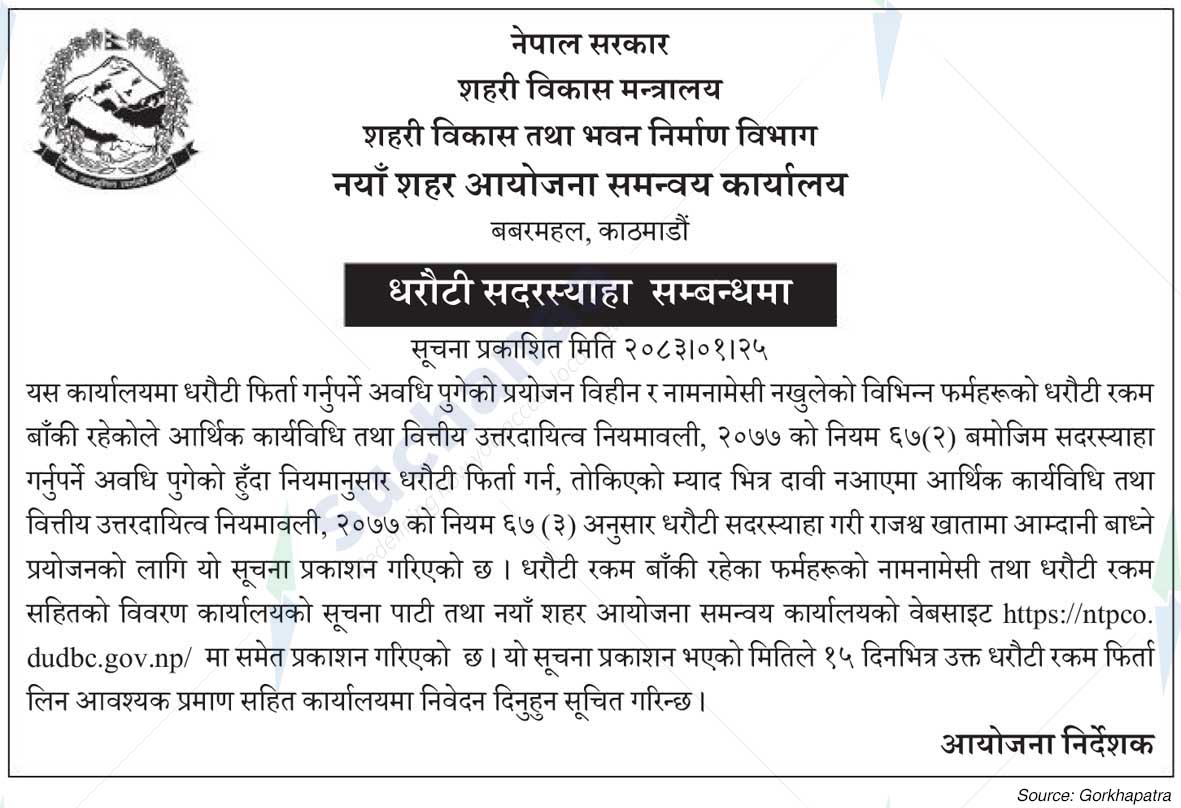 New Town Project Coordination Office, Babarmahal, Kathmandu