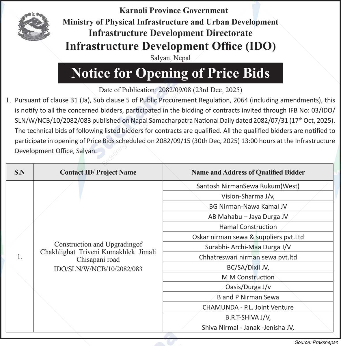 Infrastructure Development Office (IDO), Salyan