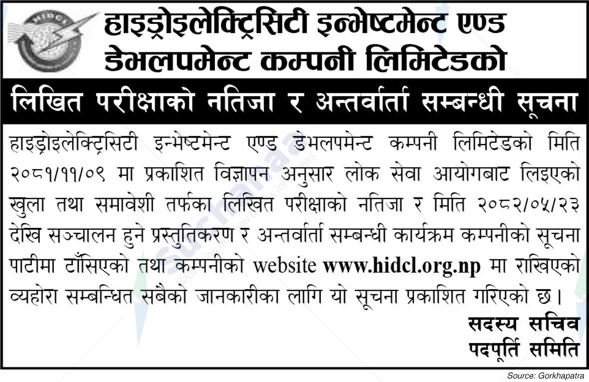 Hydroelectricity Investment and Development Company Ltd. (HIDCL)