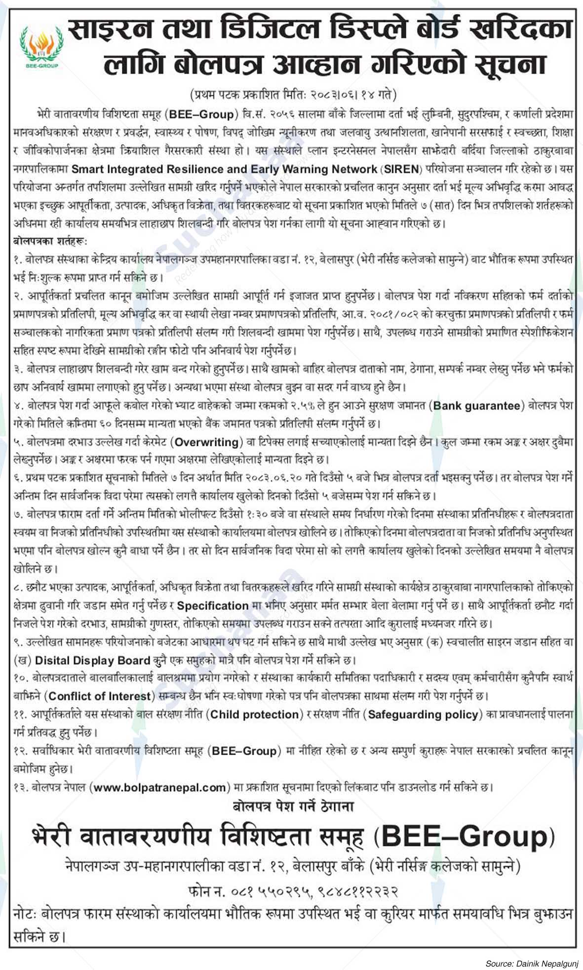 Bheri Environmental Excellence Group (BEE Group)