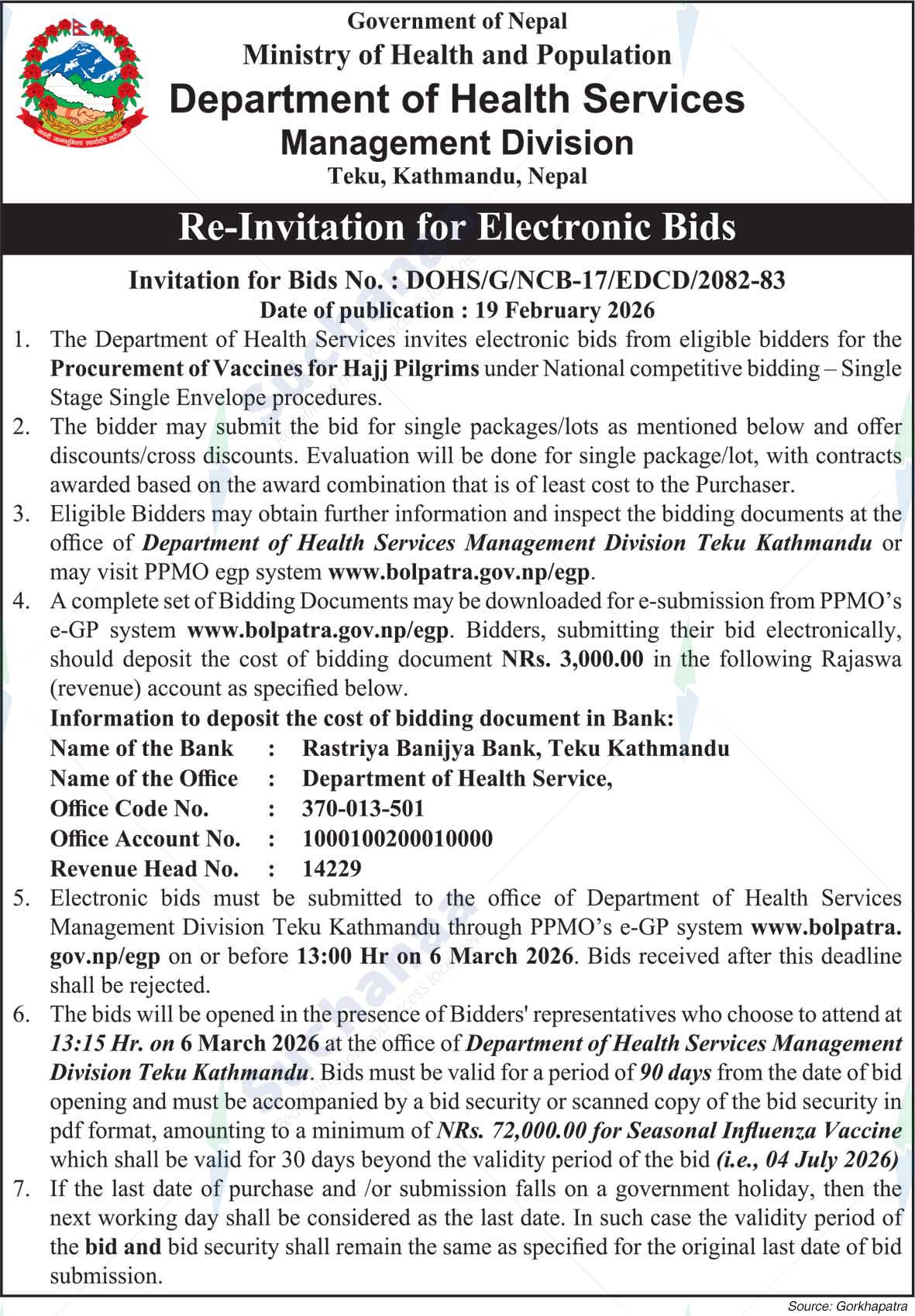 Department of Health Services Management Division