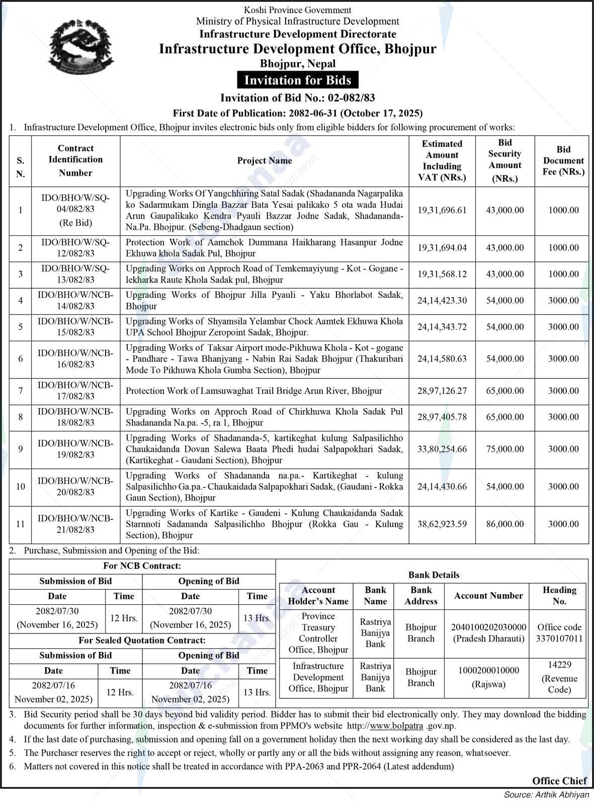 Infrastructure Development Office, Bhojpur