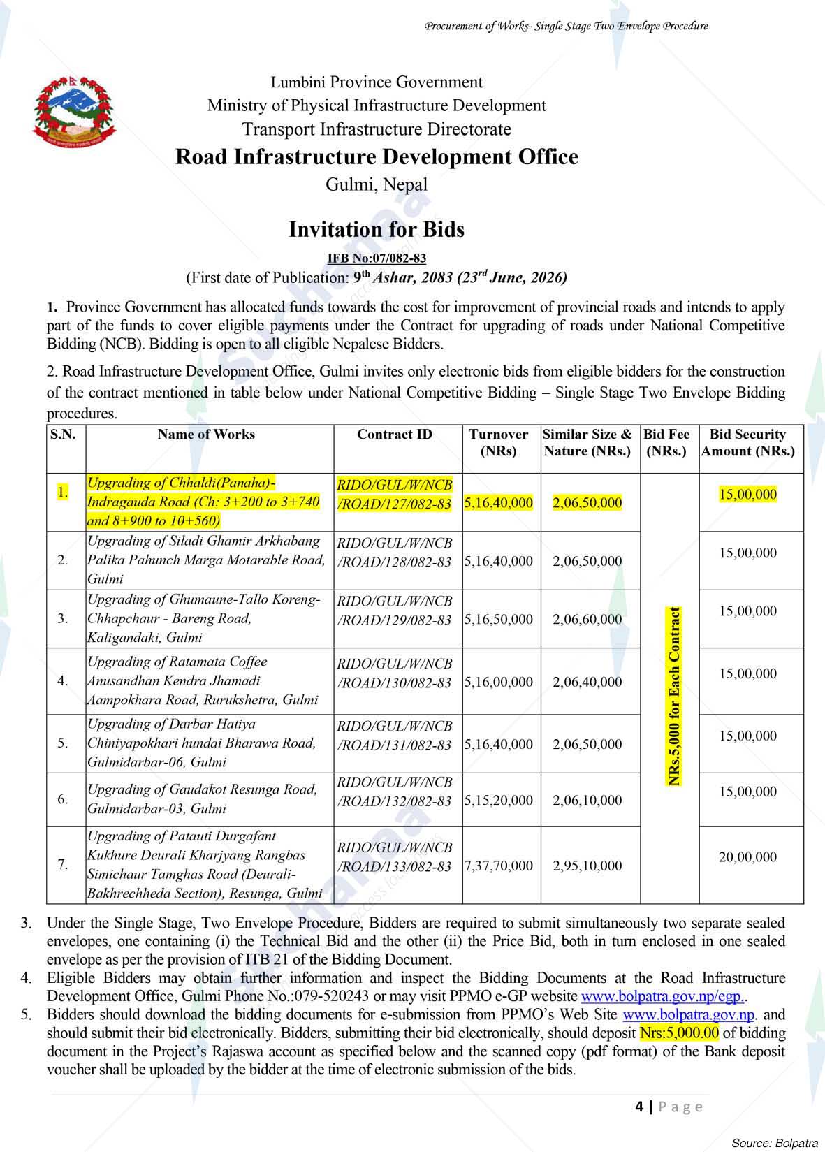 Road Infrastructure Development Office, Gulmi