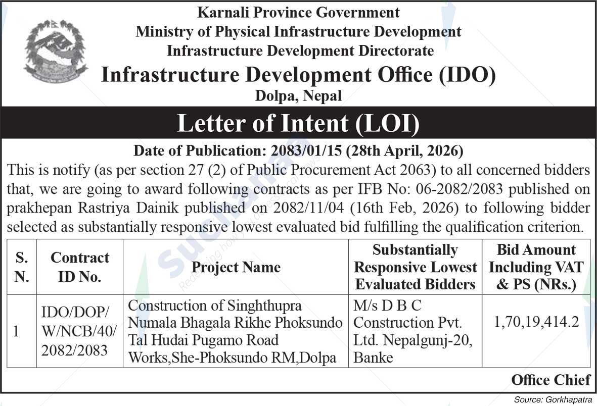 Infrastructure Development Office (IDO), Dolpa