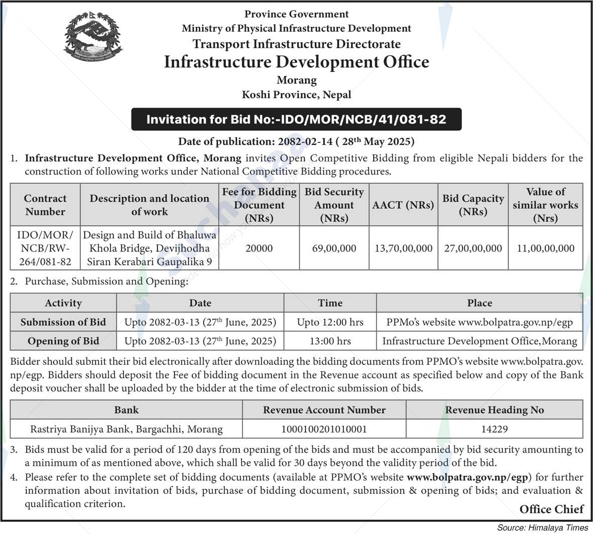 Infrastructure Development Office, Morang