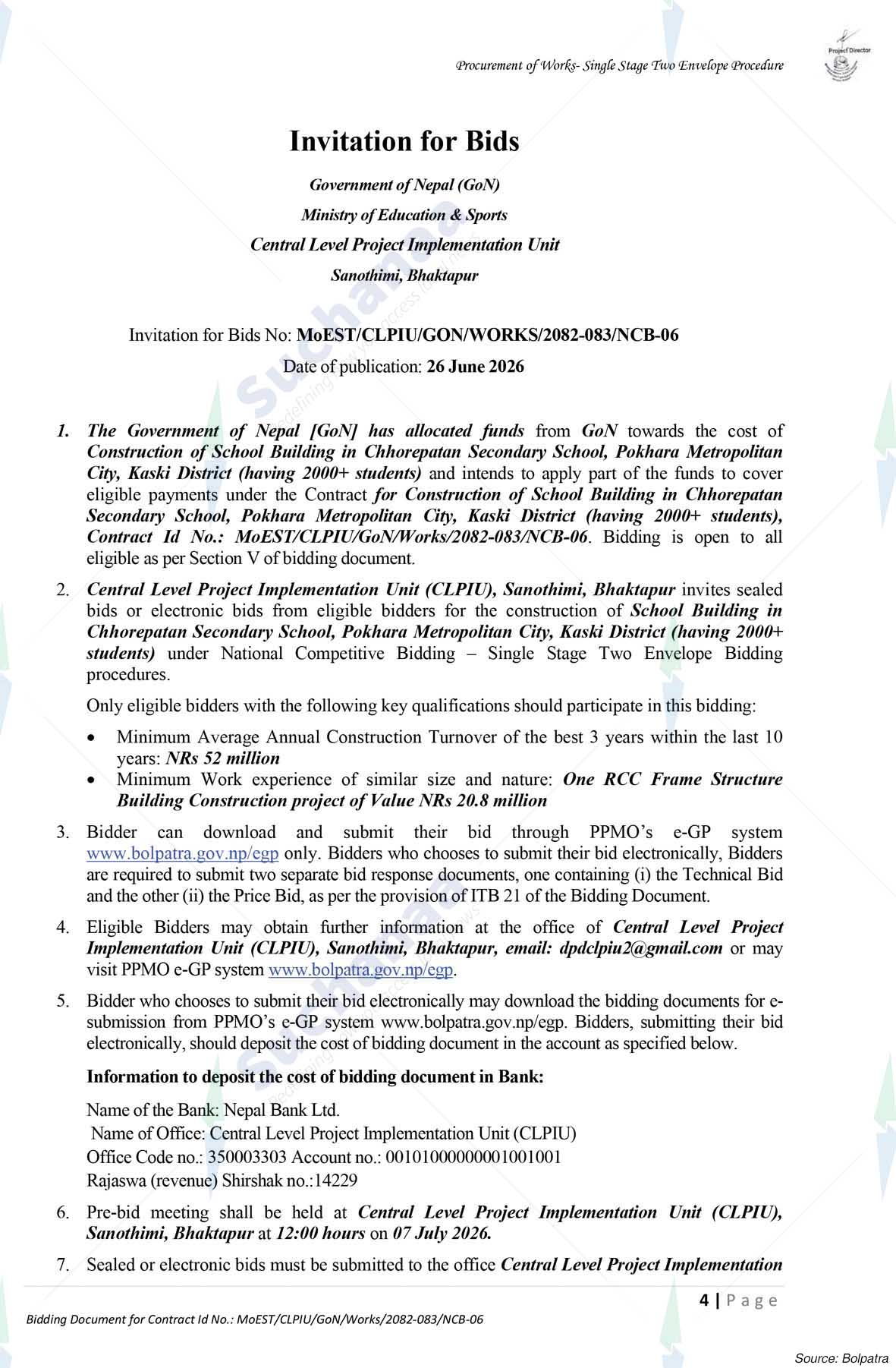 Central Level Project Implementation Unit (CLPIU), Bhaktapur