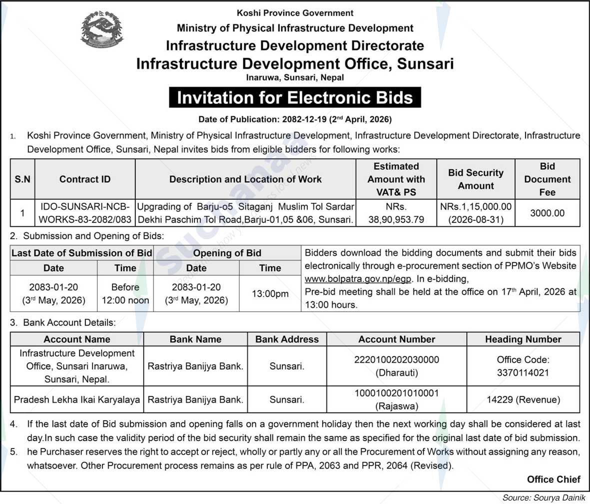 Infrastructure Development Office, Sunsari