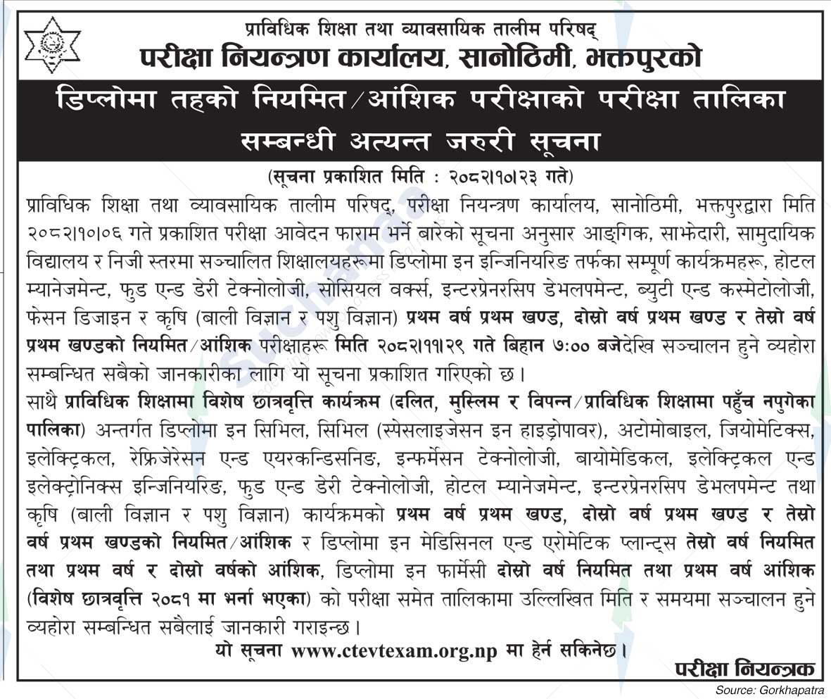 Examination Controller's Office, Sanothimi