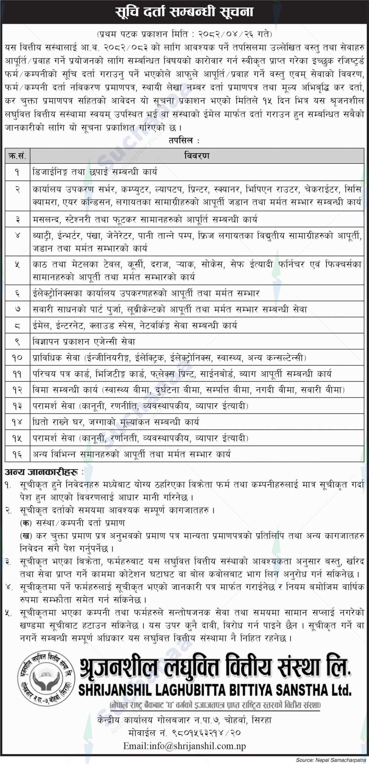 Shrijanshil Laghubitta Bittiya Sanstha Limited
