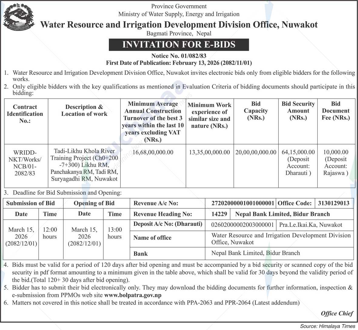 Water Resource and Irrigation Development Division Office, Nuwakot