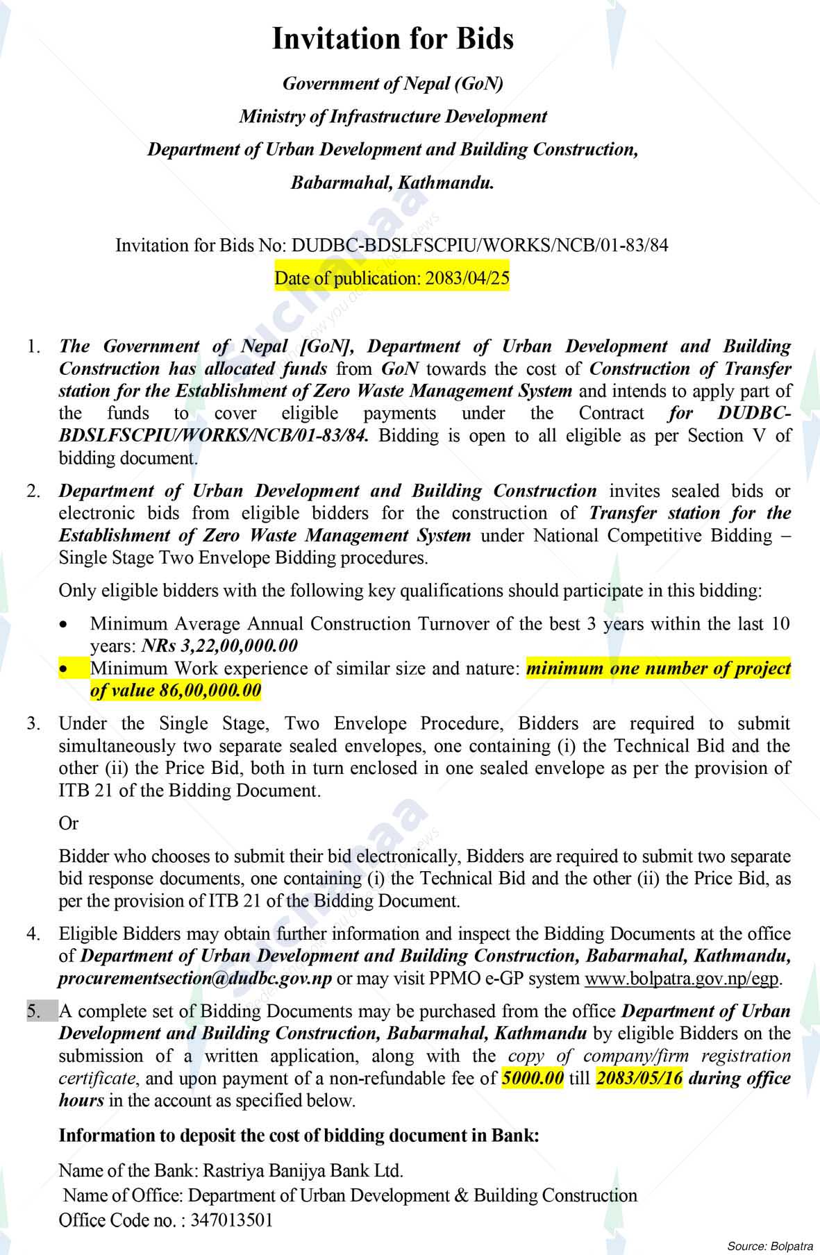Department of Urban Development & Building Construction, Kathmandu